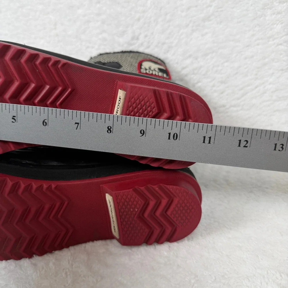 Sorel Tivoli Herringbone Waterproof Boots‎ Black Grey Red Womens 9.5
